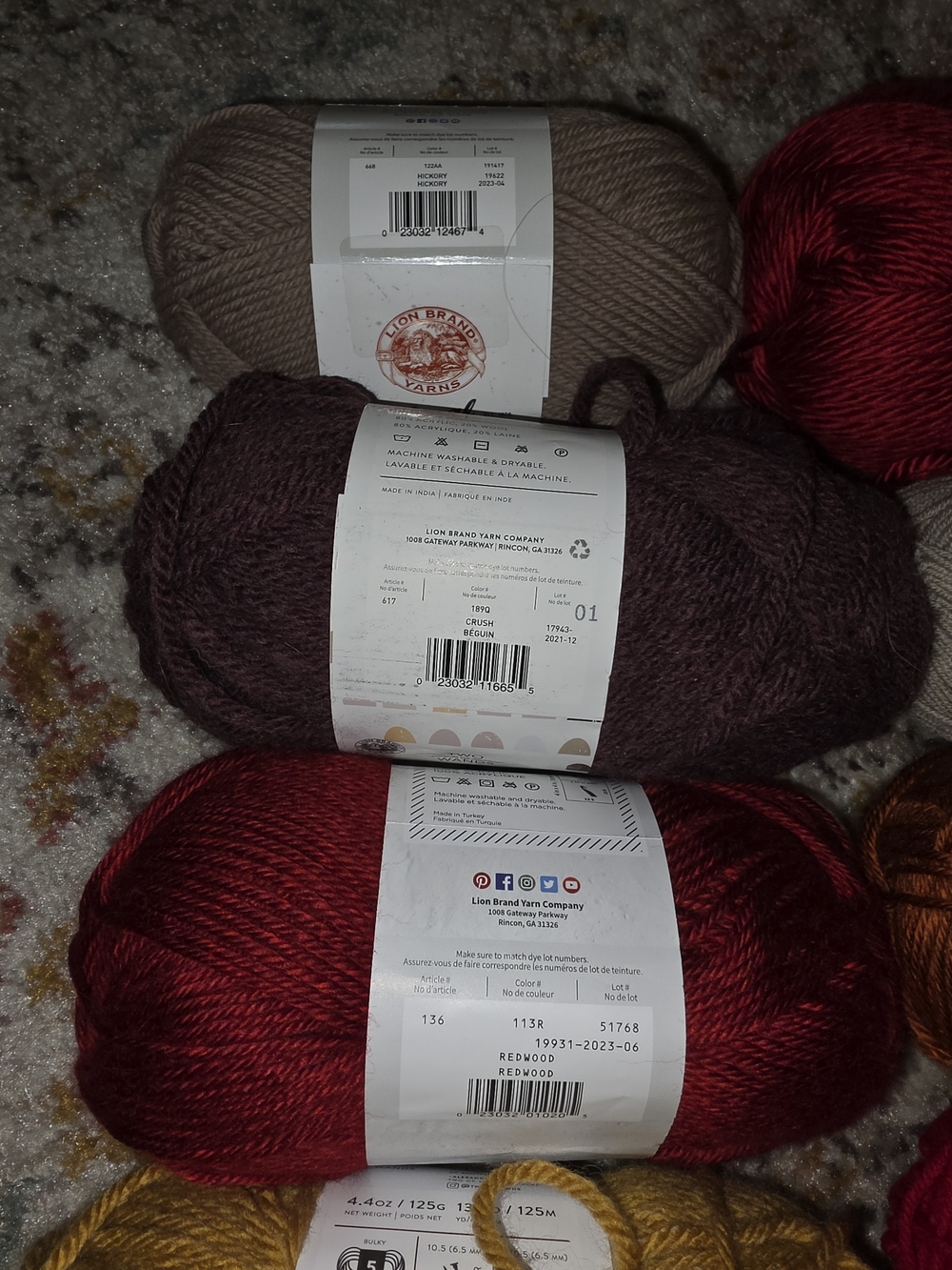 Fall Yarn Bundle 10 Skeins Lion Brand Wool Merino Heartland Hue + Me - Picture 6 of 9